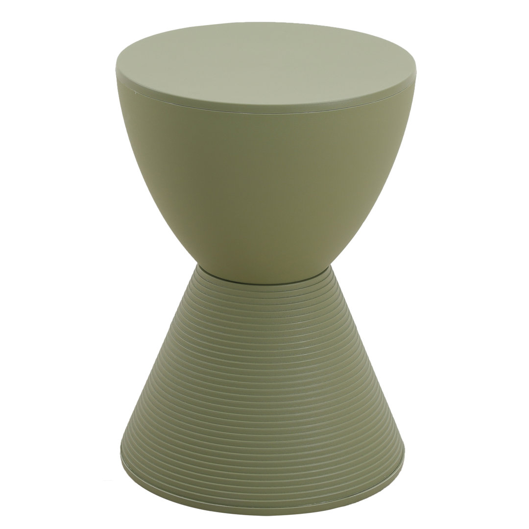 Durant Reversible Drum End Table with Storage – No Assembly Lightweight Accent Side Table for Indoor & Outdoor Use